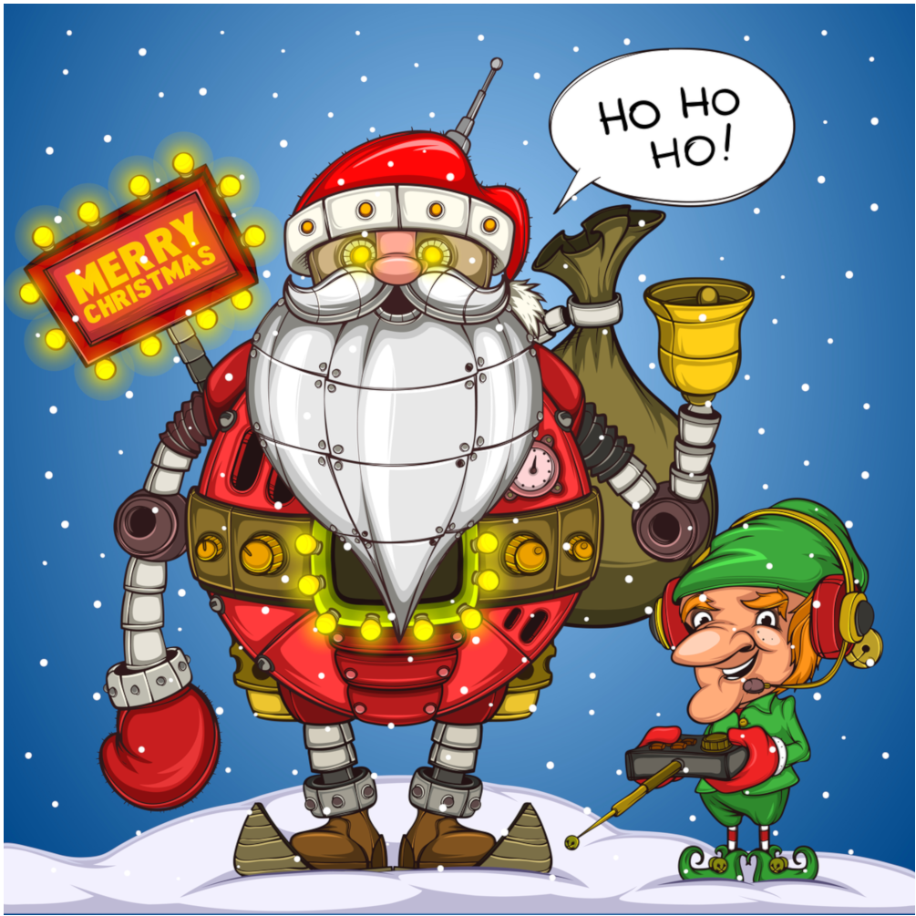 santa, elf. robot, chatbot, christmas